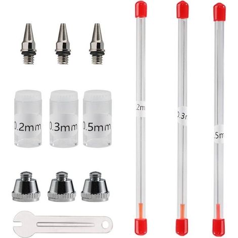 Düse Und Nadel Für Airbrush 0,2 Mm, 0,3 Mm, 0,5 Mm, Ersatzteile Für Spritzpistole, Set Mit Verstellbarem Schraubenschlüssel