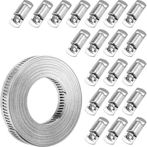 20-fuß-schlauchklemmen, Metallband + Befestigungen, Aus Edelstahl Maßgeschneidert, Großer Verstellbarer Schlauch
