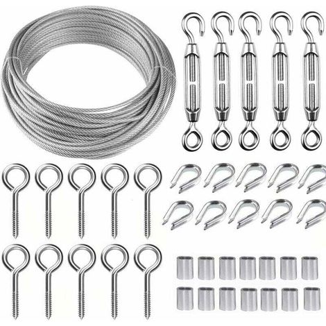 5 M/2 Mm Edelstahlseil-set Mit Robustem M5-drahtspanner, Zaunrollen-kit, Kabelgeländer-set, Gartendrahtspanner Für Kletterpflanzen