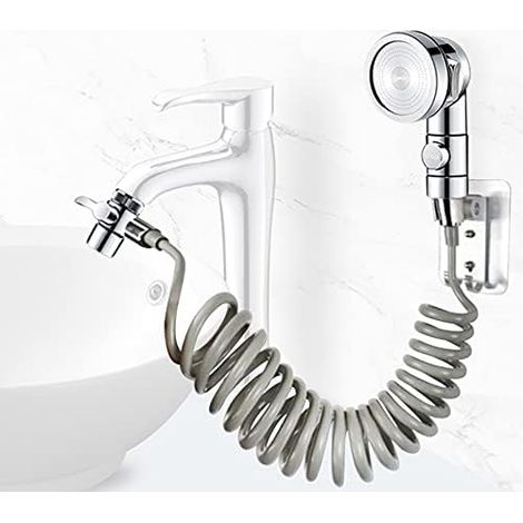 Duschbrause-set Für Waschbecken Im Badezimmer, Handbrause Mit Flexiblem Schlauch, Ideal Zum Haarewaschen Oder Reinigen Des Spülbeckens (ohne Wasserhahn) (silber)