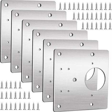 Scharnier-reparaturplatten Für Schränke, 6 Stück Edelstahl-fixierplatte Scharnier-reparaturset Für Schranktüren Mit Loch Und Befestigungsschrauben, Für Schränke, Kleiderschränke, Regale