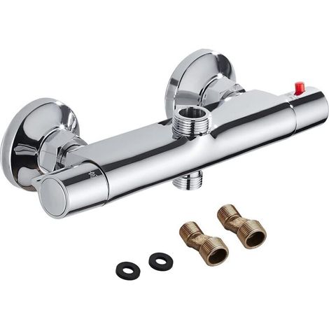 Thermostatischer Duschmischer Mit 2 Ausläufen, Messing-duscharmatur, Verchromter Messing-mischer Mit Verbrühschutz Für Badewannen Im Badezimmer