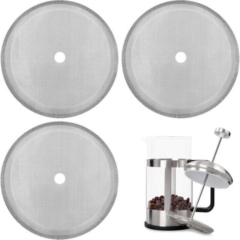 3er-pack Ersatz-siebfilter Für French Press, Wiederverwendbare Edelstahl-mesh-filter Für Universelle 1000 Ml / 34 Oz / 8 Tassen French-press-kaffeemaschinen