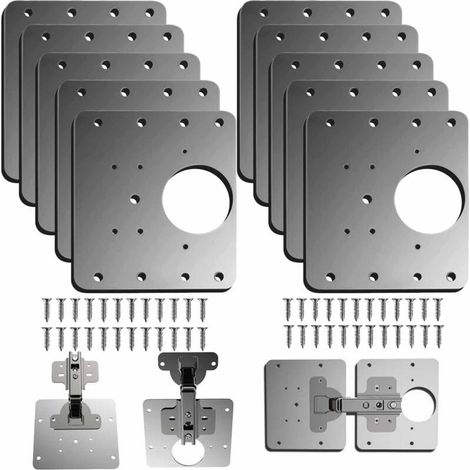 10 Stück Reparaturplatten Für Türscharniere, Schranktür-scharnier-reparaturplatte Mit Loch, Flache Edelstahl-befestigungshalterungen Mit Schrauben