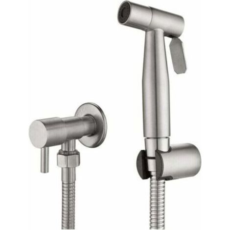 Komplettes Wc-duschset - Duschset Mit 3-wege-ventil (1/2"-3/8") I Standardgrößen Frankreich (silber)