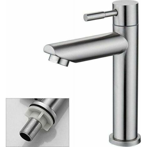 Nur Kaltwasser-waschtischmischer, Chromoberfläche Aus Langlebigem Kupfer, Handwaschbecken-armatur Mit Abnehmbarem Mousseur, Praktisch Zum Reinigen Oder Austauschen