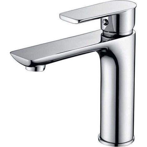 Waschbeckenmischer, Badezimmerarmatur Mit Quadratischem Messinggriff, Kalt- Und Warmwassermischer Für Waschbecken Mit Einhebelbedienung, Silber (ohne Schlauch)