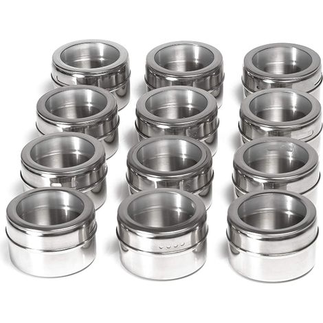 Magnetische Gewürzdosen, 12-teiliges Set Magnetischer Gewürzbehälter, Gewürzdose Aus Edelstahl, Für Bbq Und Küche, Grillzubehör