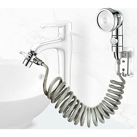 Duschkopf-set Für Waschbecken, Teleskopschlauch, (ohne Wasserhahn) (silber)