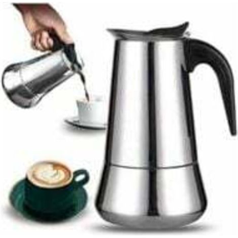 Italienische Kaffeekanne, 12 Tassen, Aus Edelstahl, Kompatibel Mit Allen Herdarten, Intensiver Und Aromareicher Kaffee, 25 Cm X 12,5 Cm