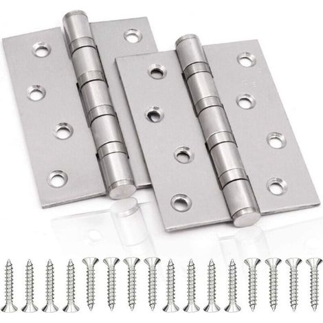 Edelstahl-türscharnier, 2 Stück Faltbare Türscharniere Aus Edelstahl, 3 Mm Dicke, Für Massive Innentüren (silber, 100x75 Mm) - Liaiki