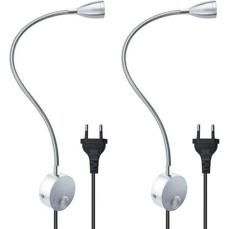Flexible 3w Leseleuchte Mit Europäischer Steckdose Und Schalter, Wandlampen Zum Lesen, Für Bücher, Kopfteil, Schlafzimmer (2 Stück, Warmlicht)