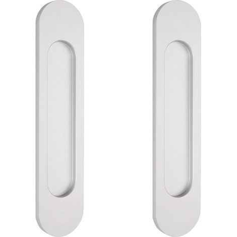2 Silberne, Ovale Schiebetürgriffe, 15 Cm, Selbstklebend, Bündige Türgriffe Aus Aluminium, Fenster Ohne Bohren