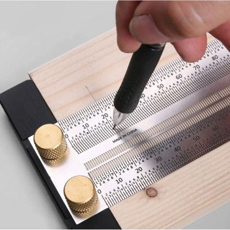 Präzisions-tischler-markierlineal (300 Mm) Edelstahl-lineal Mit Oberer Kante, Anreißlineal, Stützleiste Für Die Tischlerei, Messlineal