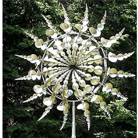 Garten-windrad Aus Metall – Doppelte Windbewegung – Langlebiges Eisen Und Aluminium – Moderne Außendekoration – Einfach Zu Installieren