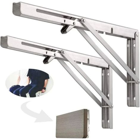 Klappbares Wandregal, 500 Mm, Klappbarer Halter Aus Edelstahl 304 Für Werkbank, Klappwinkel, Wandhalterung, Winkel Für Wandregal (2 Stück), Silber