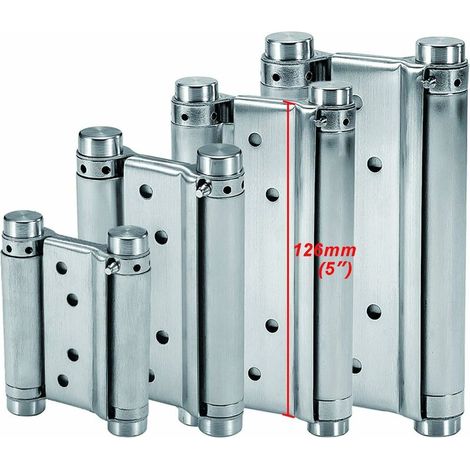 Doppelt Wirkende Edelstahlfederscharniere (126 Mm) Mit Automatischer Schließfunktion Für Schwingtüren, Geeignet Für Saloon-, Café-, Bar-, Pub-, Theken- Und Schranktüren Bis 25 Kg (2 Stück)