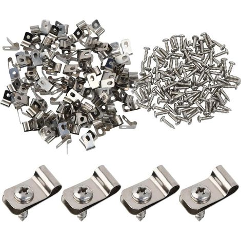 100er Set Befestigungsklammern Für Zaundraht, Edelstahl-drahtclips, Kabelklemmen, Drahtgitter-clips, Montageklammern Für Landwirtschaftliche Zäune, Mit Schrauben