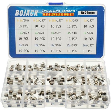 15 Sorten Glas-sicherungen Im Sortiment Mit Schnellanschluss 150 Stück 5x20mm 250v 0,1 0,2 0,25 0,5 1 1,5 2 3 4 5 8 10 12 15 20a Verpackung In Durchsichtiger Kunststoffbox