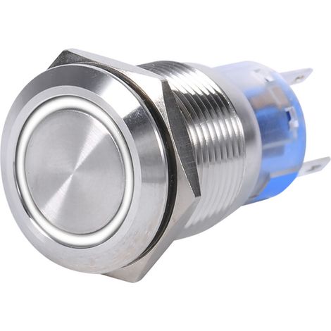 19mm 12-24v Wasserdicht Aus Edelstahl Selbsthaltender Drucktastenschalter Mit Weißer Led