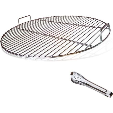 304 Runder Grillrost Aus Edelstahl Mit Griff, Durchmesser 54,5 Cm Für 57 Cm Holzkohlegrill Z.b. Weber, Mit Grillzange
