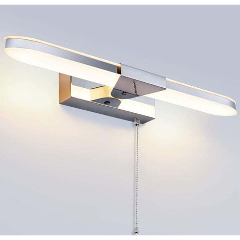 Led-spiegellampe Für Badezimmer 40cm, Beleuchtete Led-wandleuchte Für Spiegel Mit Zugseilschalter, 3000k, 920lm, 8w, Ip20, Acryl [energieklasse]