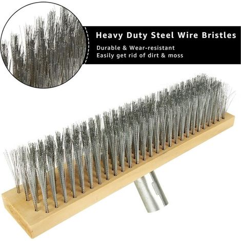 2er-set 30 Cm Metall-besenköpfe, Starre Stahl-schrubbkopf, Robuster Kehrbesen Für Terrasse, Pflastersteine, Wege, Algen, Unkraut, Moos