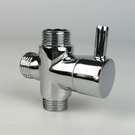 Umschaltventil, Männlich G1/2 Messinghahn T-adapter Chrom Badezimmer Dusche Hahn Zubehör 3-wege-wasserumsteller Füllventil Männlich