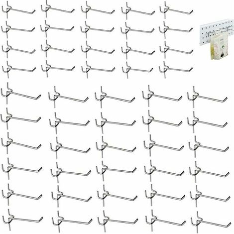 Satz Von 50 Verchromten Metall-wandhaken – 20 Haken Mit 5 Cm Und 30 Mit 10 Cm – Maximale Belastung 3,3 Mm – Für Die Werkzeugorganisation