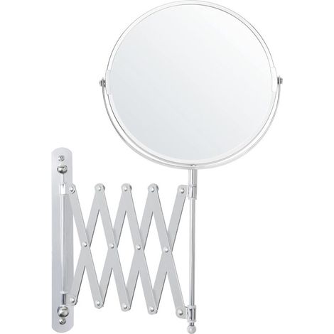 Vergrößernder Wandspiegel, Ausziehbar Und 360° Drehbar – 3-fache Vergrößerung – 22 X 21,7 Cm – Doppelseitiger Badezimmerspiegel Aus Edelstahl Zum Schminken Und Rasieren