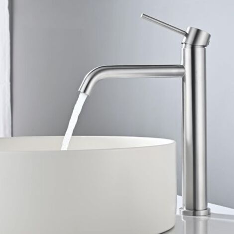 Hochbau-waschbeckenmischer, Badezimmerarmatur Für Waschbecken Und Aufsatzwaschbecken, Klassischer Waschtischmischer Aus Gebürstetem Edelstahl