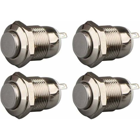 4 Stück 12 Mm 3a 12v/24v/125v/250v Ac Selbsthaltender Wasserdichter Edelstahl-drucktaster Ein/aus-schalter (hoher Kopf)