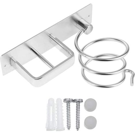 1 Stück Silberner Haartrocknerhalter, Wandmontierter Aluminium-halter Für Haartrockner Und Glätteisen, Mit Kabelhalterung Zur Aufbewahrung Von Haartrockner, Glätteisen, Haarbürsten Und Mehr