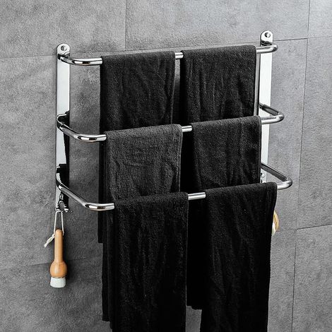 3-stufiger Edelstahl-handtuchhalter Ohne Bohren Für Badezimmer, Küche Und Toiletten, Silber