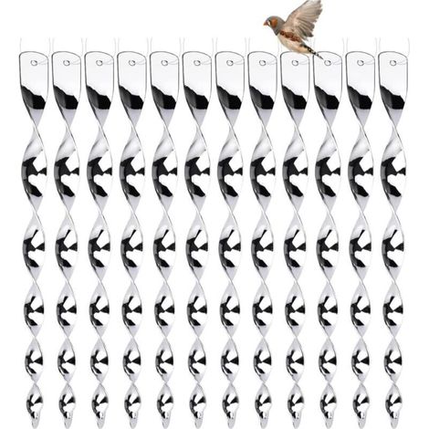 Vogelabwehr, 12 Stück 30cm Spirale Reflektierend 360 Grad Vogelabwehrstab Vogelscheuche Spiralen Vogelabwehr Für Garten, Terrasse, Balkon