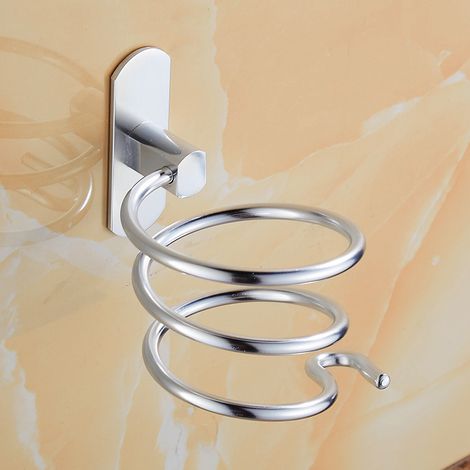 1 Stück Spiralförmiger Haartrocknerhalter, Wandmontierter Aluminium-halter Für Haartrockner Und Glätteisen Ohne Bohren, Kabelhalter Für Küche Und Badezimmer, Badezimmerzubehör