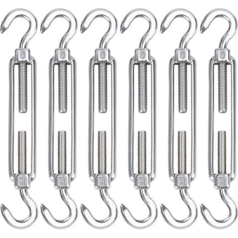 M5 Edelstahl-seilspanner, 6er-pack Verstellbare Haken-haken-spanner, Heavy-duty-spannhaken Für Seile, Kabel, Wäscheleinen Und Zauninstallationen