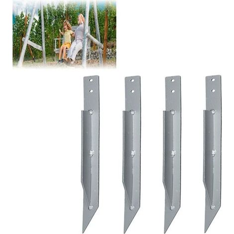 4 Stück Bodenanker Für Schaukeln, Gartenanker, Schaukelbefestigungen, Verschleißfest, Galvanisiert, Winddicht, Wasserdicht, 440 Mm