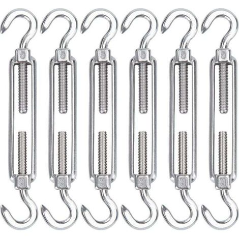 M5 Spanner Aus Edelstahl, 6er-set Verstellbare Haken-haken-spanner Für Seile, Kabel, Wäscheleinen Und Zaunnetze, Heavy-duty-spannhaken Zur Montage Von Sonnensegeln