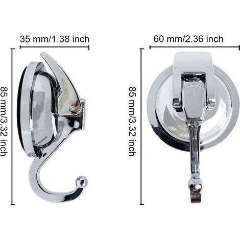 2er-set Saugnapf-haken Für Das Badezimmer, Starke Wandhalterung, Duschhaken Mit Vakuum-saugnapf, Aus Kunststoff, Handtuch- Und Bademantelhaken Für Küche Und Glas - Tragfähigkeit 5kg