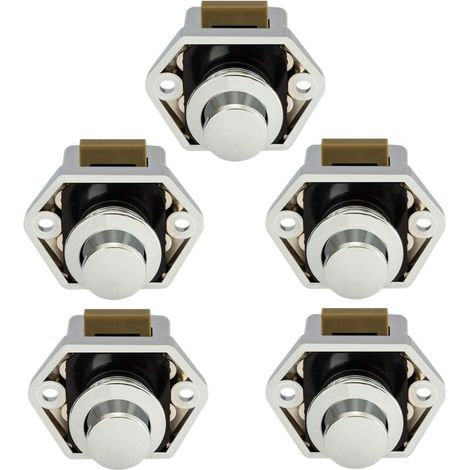Drückerverschluss Für Möbel – 5-teiliges Set Aus Verchromtem Metall – Für Türen Und Schubladen Bis Zu 16 Mm Stärke – Einfache Installation