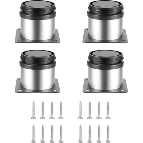 4 Stück Verstellbare Möbelfüße, Höhenverstellbarer Tischfuß Aus Metall, Küchenmöbelfüße, Schrank- Und Regalfüße Aus Edelstahl, Mit Schrauben (50x50 Mm, Silber)