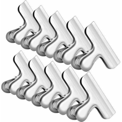 10 Stück Edelstahl-beutelklammern, Verschlussclips Für Die Lebensmittelkonservierung, Zum Verschließen Von Lebensmittelverpackungen Und Beuteln, Ideal Für Küche, Zuhause Oder Bürobedarf, 7,6 Cm, Silbe