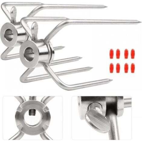 2 Fleischspieße Für Rotisserie, Fleischspieße Für Spieße, Aus Edelstahl, Durchmesser 14 Mm, Mit Feststellschraube