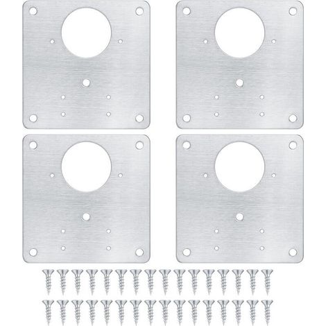 Scharnier-reparaturplatte Für Schränke, Küchenschrank-tür-reparaturplatte Mit Löchern, Verdeckte Edelstahl-platte Mit Holzschrauben Für Regale Und Türen (4 Stück)