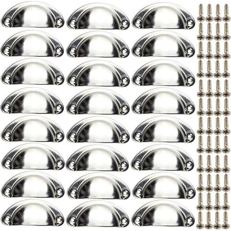 24 Vintage Muschelgriffe – Halbrunde Schubladenknöpfe Für Schränke – Inklusive Schrauben, Chrom