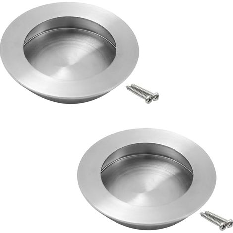 2 Stück Eingelassene Schubladengriffe, Flacher Schiebetürgriff, Rund Eingelassen 50 Mm