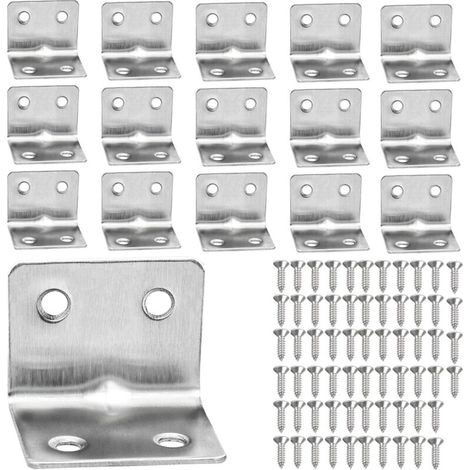 16 Stück Edelstahl-l-winkel, 38x30 Mm, 90-grad-rechtwinkel-halterung, Metall-l-förmige Halterung Für Regale/schränke/stühle/tische Mit 64 Schrauben - Fei Yu
