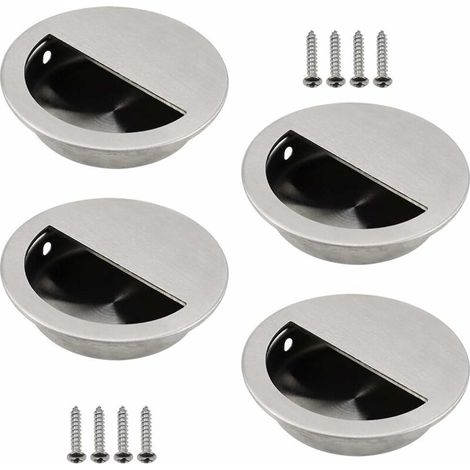 Runder Schiebetürgriff Aus 304 Edelstahl – Ø50mm Mit Halbkreisförmiger Aussparung 40x20mm – 4er-pack