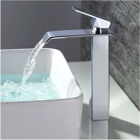 Kaskaden-waschtischmischer, Hoher Auslauf, Chrom, Modernes Design